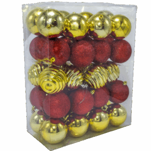 BOLA 8 CM X 40 PCS DORADO/ROJO
