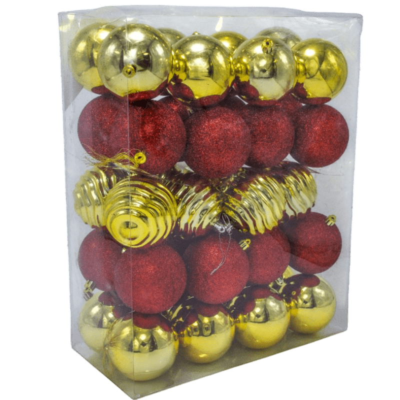 BOLA 8 CM X 40 PCS DORADO/ROJO