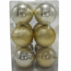 BOLA 10 CM X 12 PCS DORADO CLARO