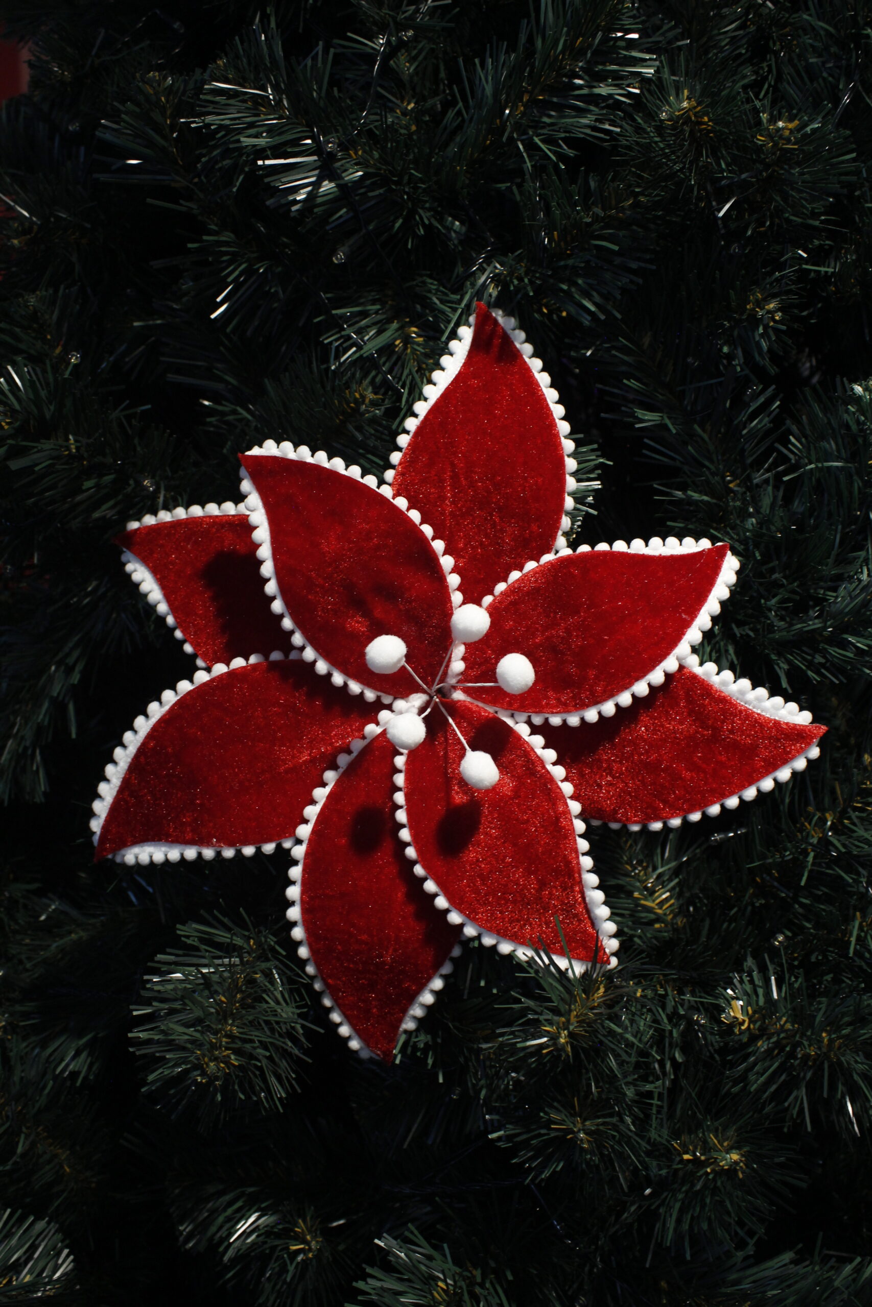 FLOR 28 CM 8 PETALOS ROJO Y BLANCO - Imagen 2